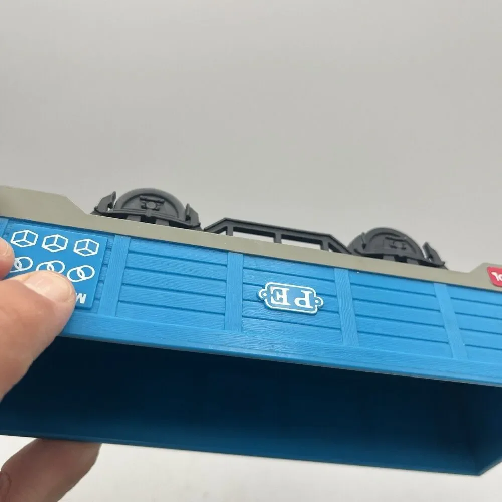 1988  Teal Blue Playskool Express Train PE Freight Car With 3 Cargo Pipes